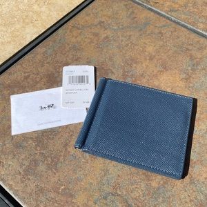 Coach Mens Money Clip Ultra Slim Wallet (light blue)